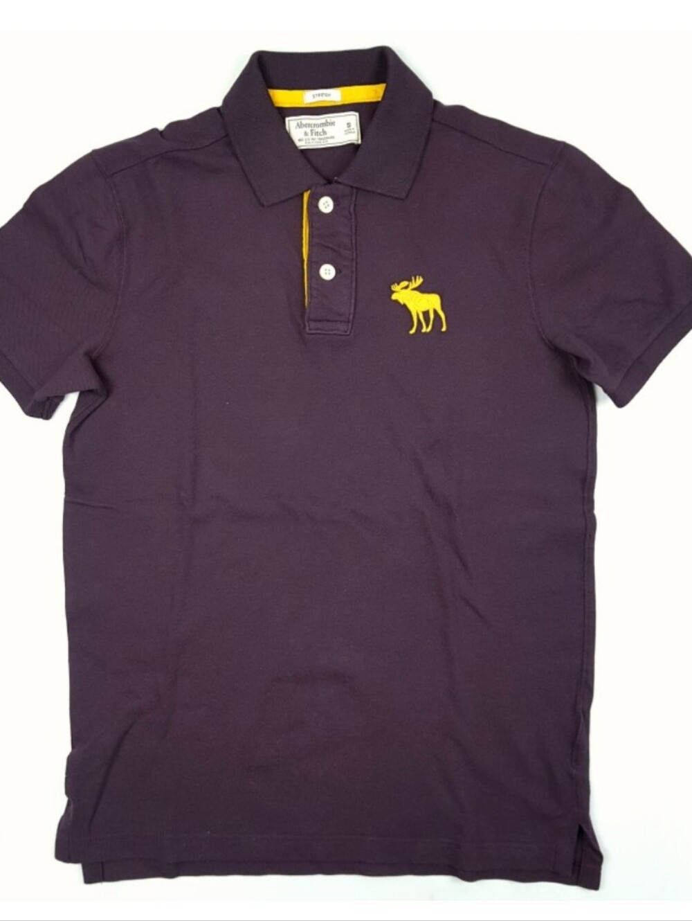 Abercrombie & Fitch Purple Polo with Yellow Moose Emblem